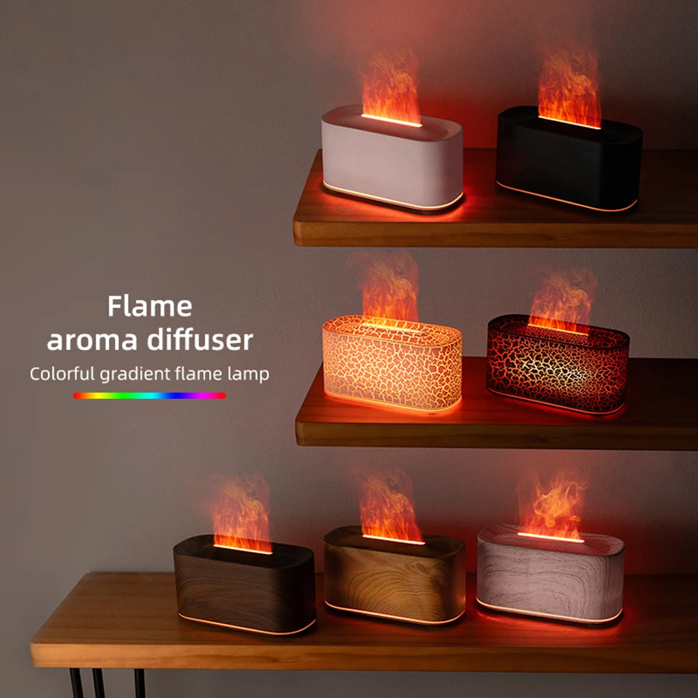 Essential Oil Diffuser,Flame Colorful Water Vapor Fire Humidifier for Aromatherapy Aroma Therapy Machine Room,Flame Diffuser