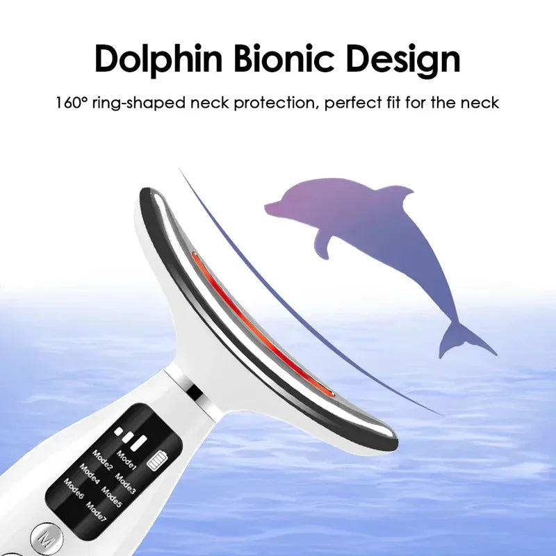Home Use LED Face Neck Massager 7 Colors Light Therapy 7 Modes 3 Levels Vibration Face Lifting anti Wrinkle Beauty Instrument