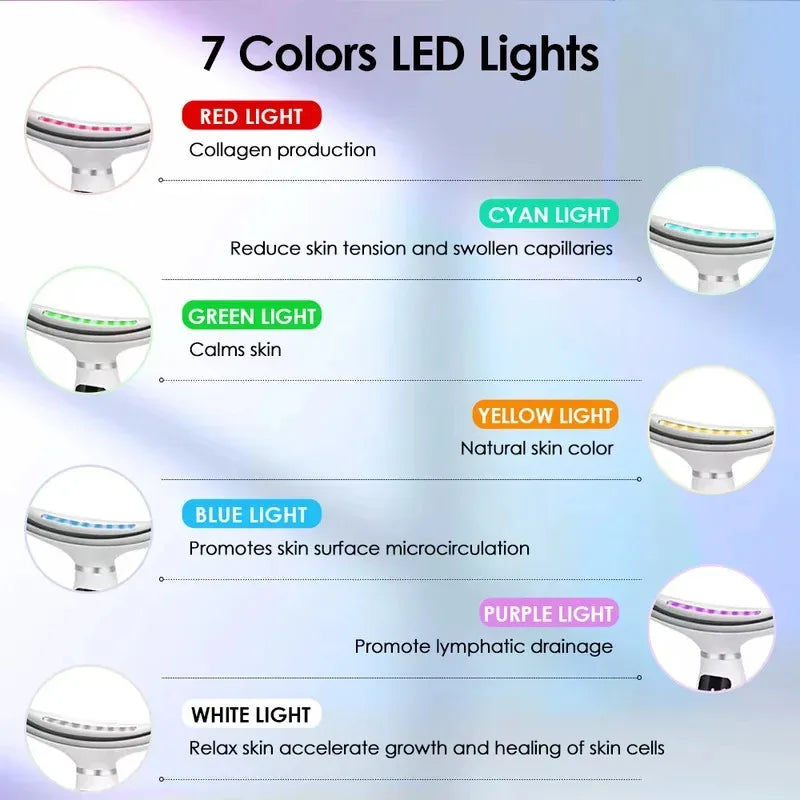 Home Use LED Face Neck Massager 7 Colors Light Therapy 7 Modes 3 Levels Vibration Face Lifting anti Wrinkle Beauty Instrument